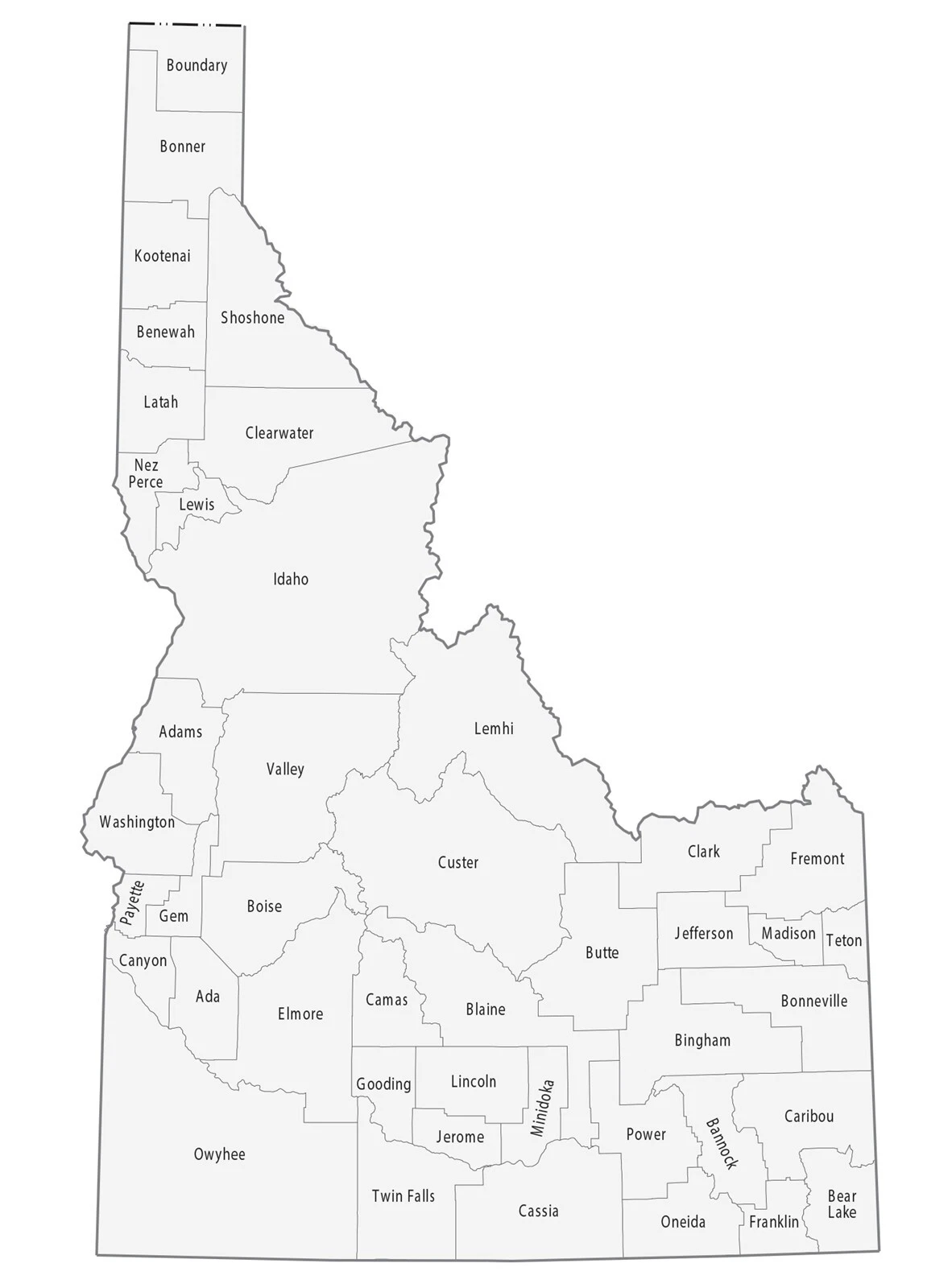Idaho county map showing Shannon's Power Solutions service area